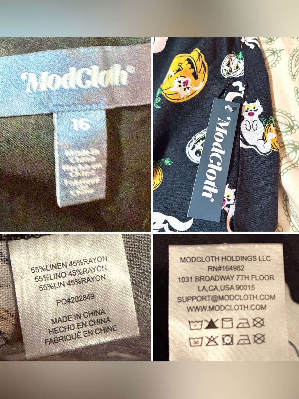 Modcloth Truth Or Square Linen Sleeveless Halloween Dress Boo Cats Black 16 NWT - Picture 12 of 13